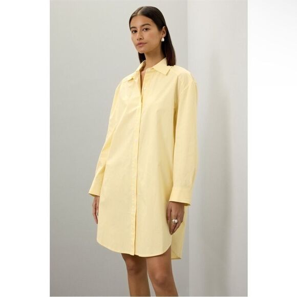 SAUNDERS COLLECTIVEOversized Pale Yellow Shirt Dress Women’s Size 10
